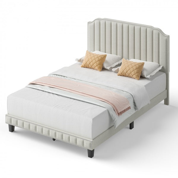 Heavy Duty Upholstered Bed Frame with Headboard - Full Size