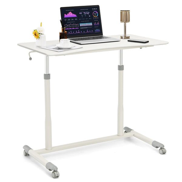 Height Adjustable Computer Desk - White