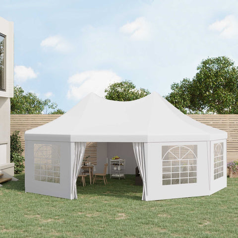 30x20 ft Decagonal Wedding Party Marquee Carport Canopy Tent with Removable Walls - White