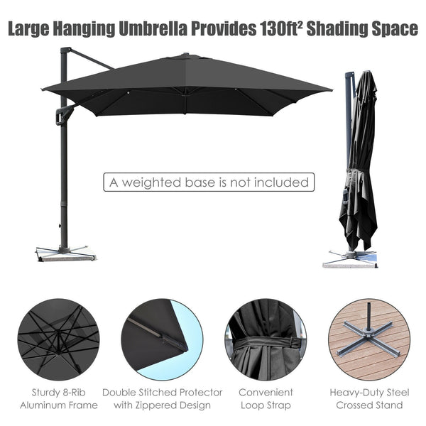 10 x 13ft Rectangular Cantilever Umbrella - Gray