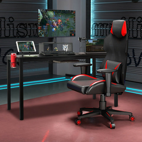 55" Gaming Desk with Monitor Shelf - Black