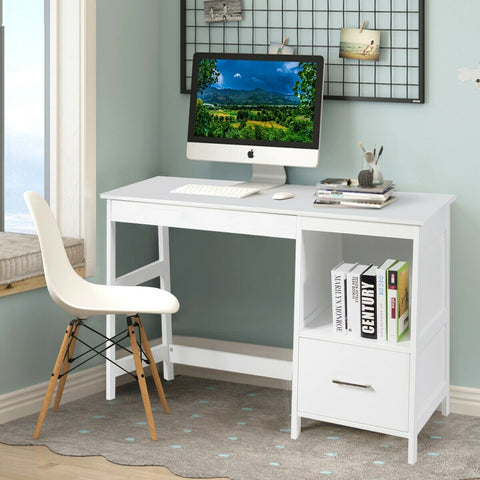 47.5-Inch Modern Home Computer Desk - White