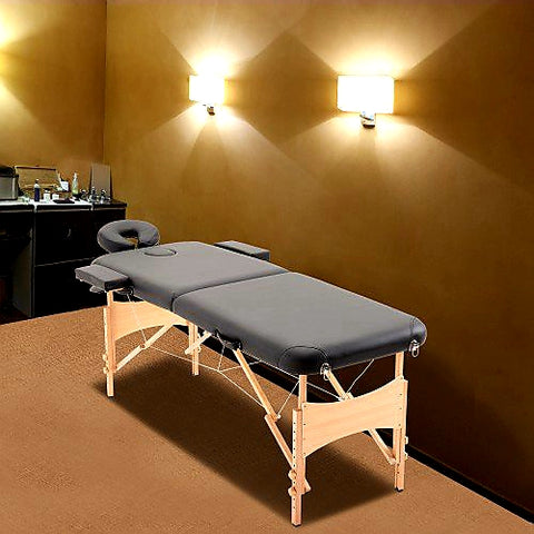 Ultra Portable Mobile Massage Table Bed Beechwood - Black