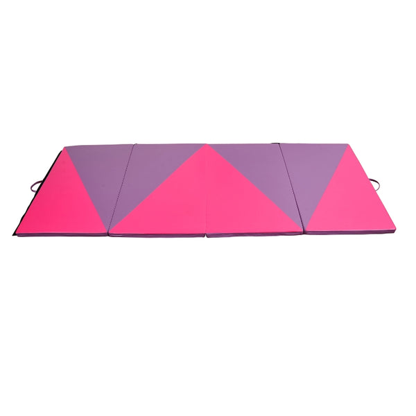 Folding Gym Exercise Yoga Mat - Pink and Purple