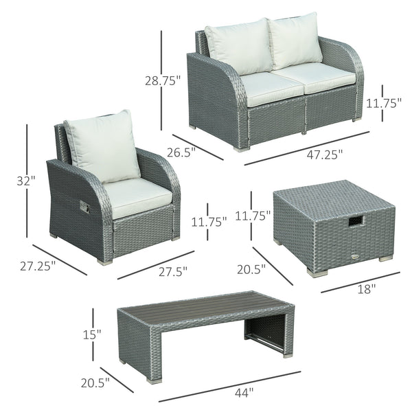 6pc Wicker Rattan Outdoor Patio Recliner Furniture Set - Grey