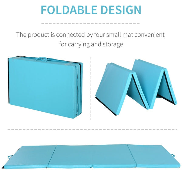 Folding Gym Exercise Yoga Mat - Blue