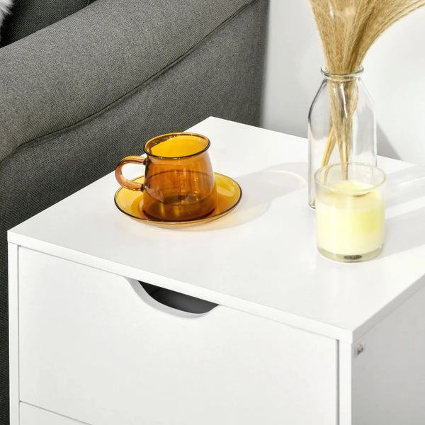 Bedside Table with 2 Drawers - White