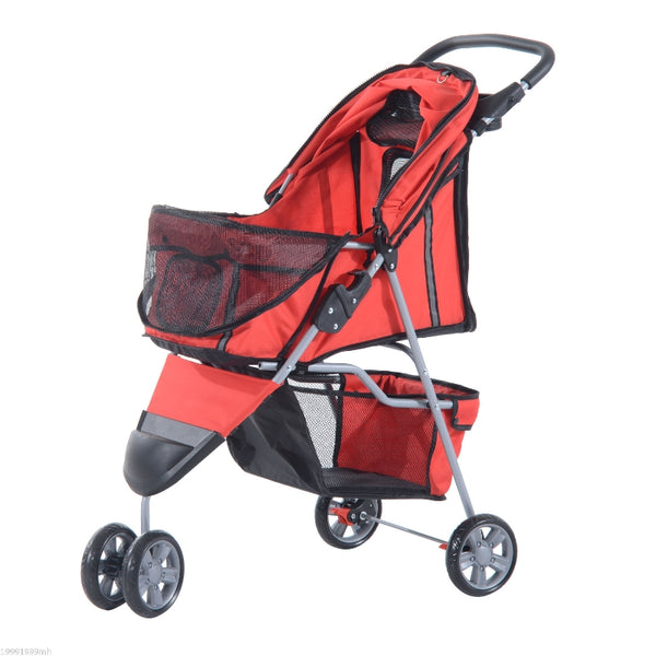 Folding  Pet Stroller Carrier -  Red