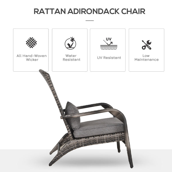 Outdoor Rattan Adirondack Deck Chair - Gray