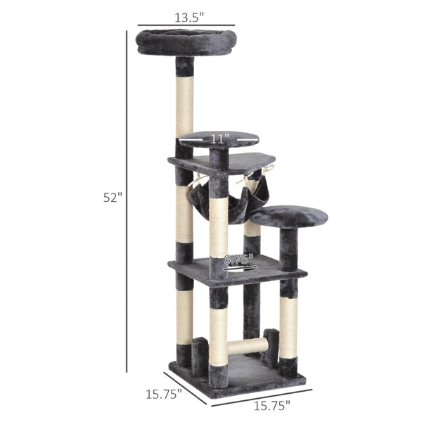 52" Multilevel Cat Tree Activity Centre - Grey