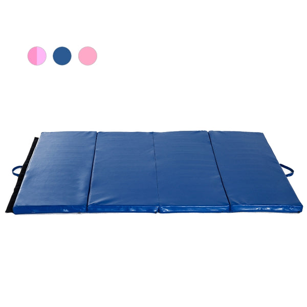 Folding Gym Exercise Yoga Mat (4 Panels) - Blue