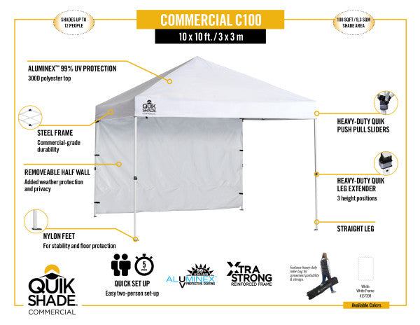 10x10 ft. Backyard Shade Commercial Straight Leg Pop-Up Canopy Tent
