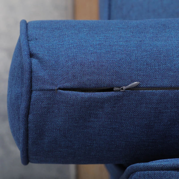 Button-Tufted Mid-Century Sofa - Dark Blue