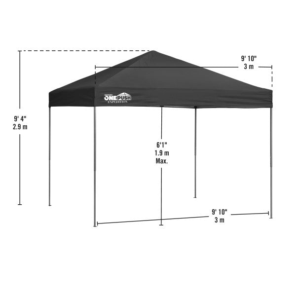 10x10 ft. Expedition Height Adjustable Straight Leg One Push Superior Pop-Up Canopy Tent - Assorted Colours