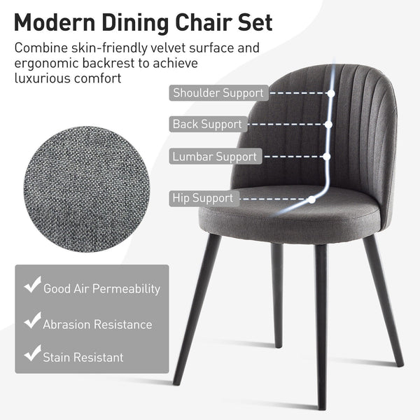Set of 2 Velvet Armless Chairs - Gray
